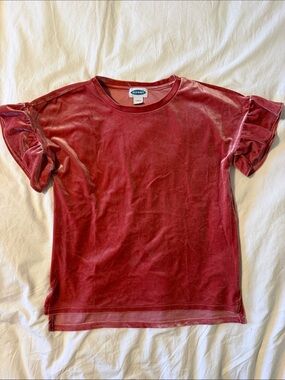 Old Navy Velvet Ruffle Sleeve Tee - Wine